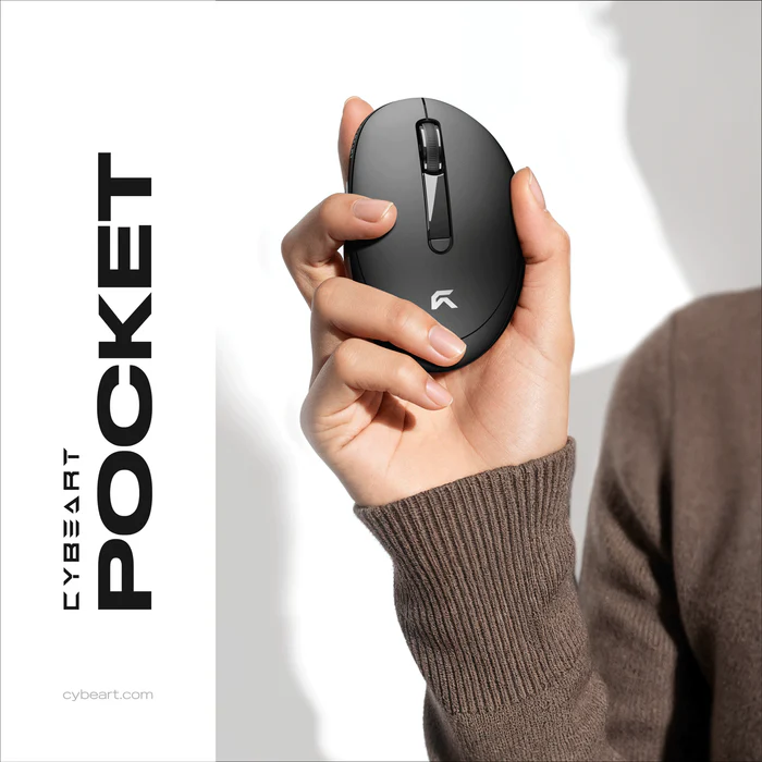 Cybeart Pocket Wireless Ergonomic Black Mouse