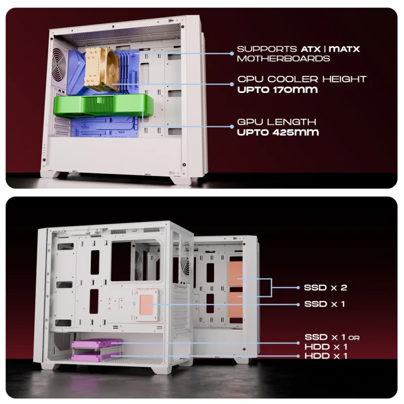 DAWG X678 White ARGB ATX Mid Tower Cabinet
