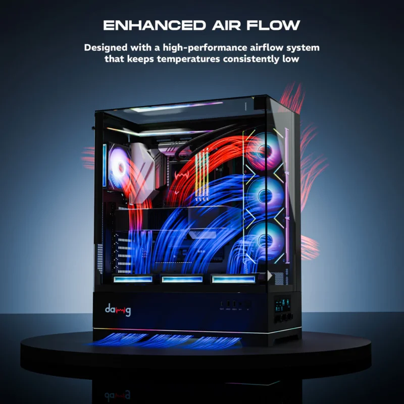 DAWG Y907 Black ARGB EATX Full Tower Cabinet – Ultra‑Powerful Gaming & Workstation Case with 4 ARGB Infinity Fans, 420mm AIO, 180mm CPU Cooler & 9 PCIe Slots 3 DAWG Y907 Black ARGB EATX Full Tower Cabinet
