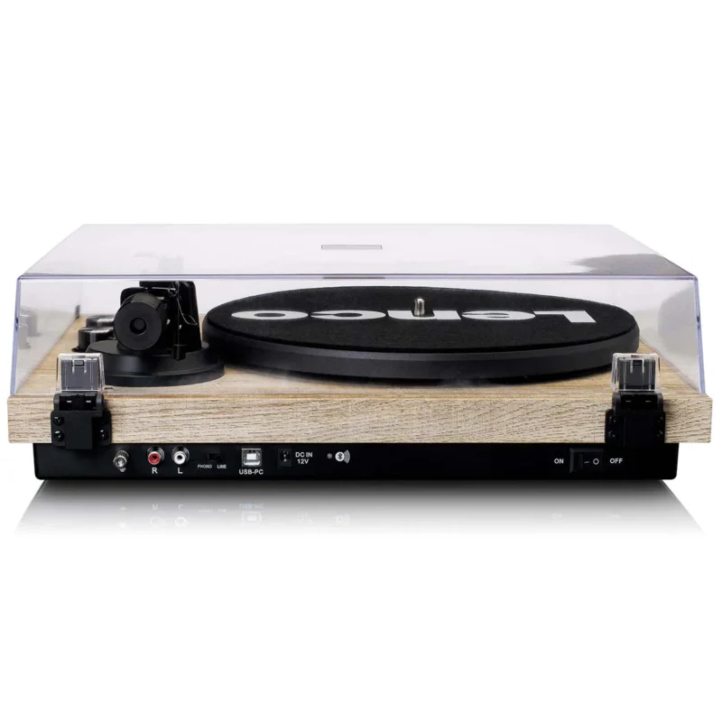 Lenco LBT-188PI Bluetooth record player with Audio-Technica cartridge and USB recording, premium wooden vinyl turntable for home audio setup