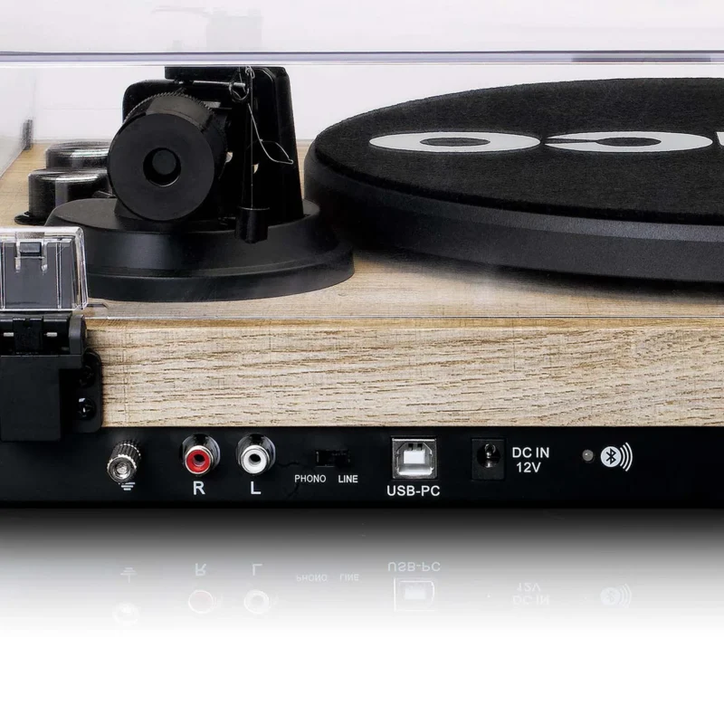 Lenco LBT-188PI Bluetooth record player with Audio-Technica cartridge and USB recording, premium wooden vinyl turntable for home audio setup