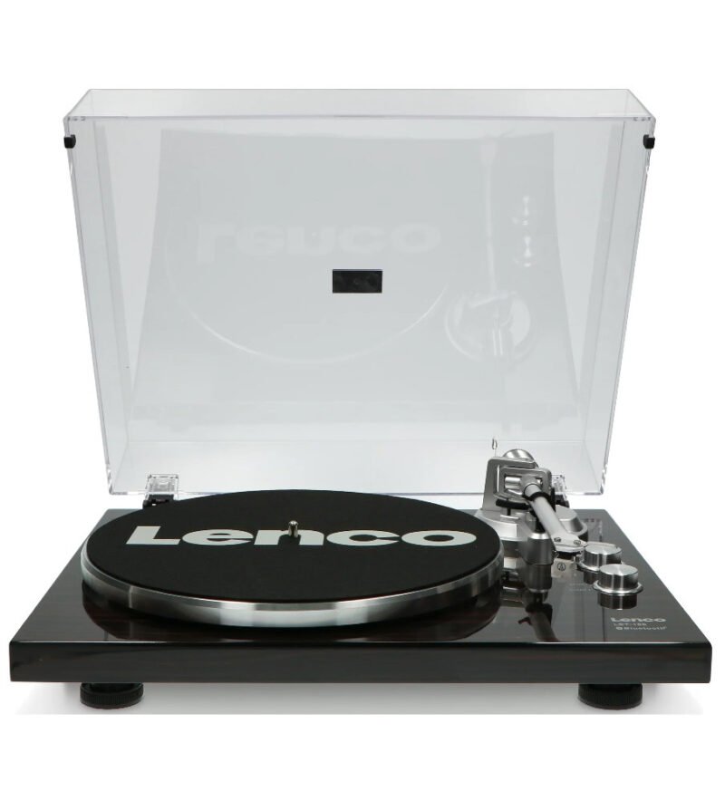 Lenco LBT-188WA Bluetooth record player with Audio-Technica cartridge and USB recording, premium wooden vinyl turntable for home audio setup
