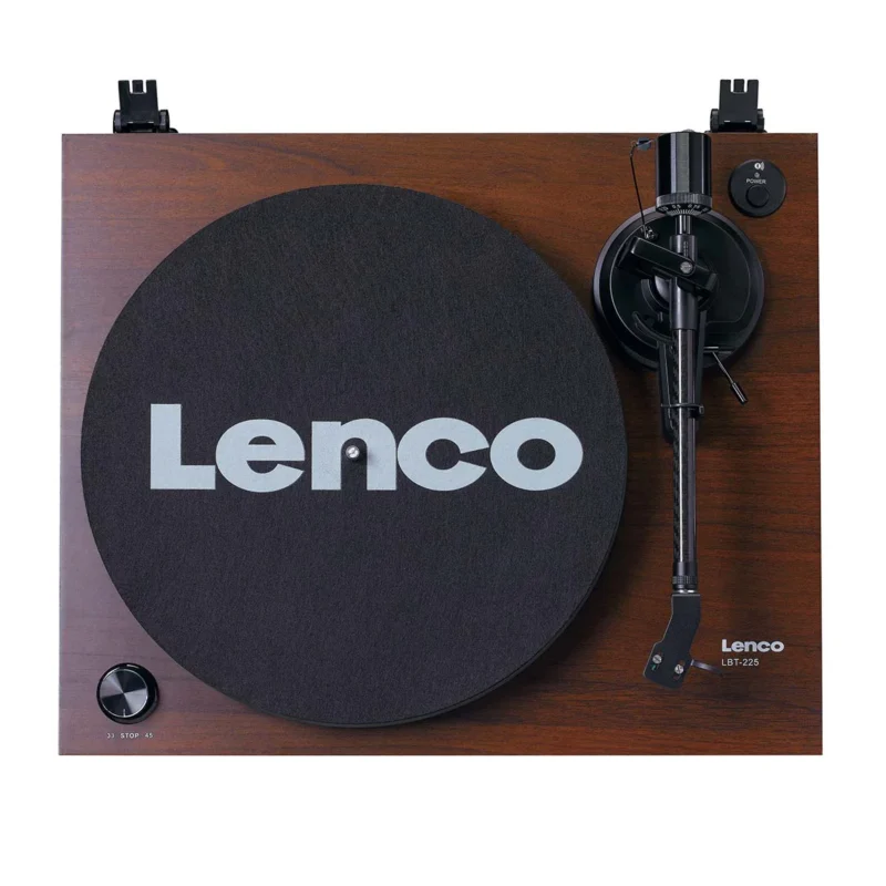 Lenco LBT-225WA Bluetooth record player with wooden finish and belt-drive system, premium vinyl turntable for wireless home audio setup