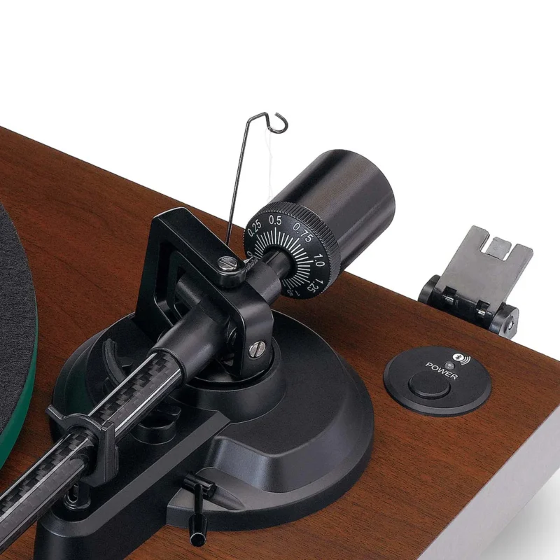 Lenco LBT-225WA Bluetooth record player with wooden finish and belt-drive system, premium vinyl turntable for wireless home audio setup
