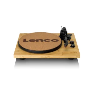 Lenco LBT-335BA Bluetooth bamboo record player with belt-drive system and USB recording, premium vinyl turntable for home audio setup