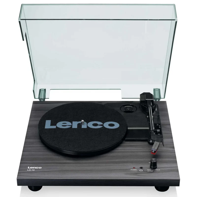 Lenco LS-10BK record player with built-in speakers and stylish black finish for easy vinyl playback