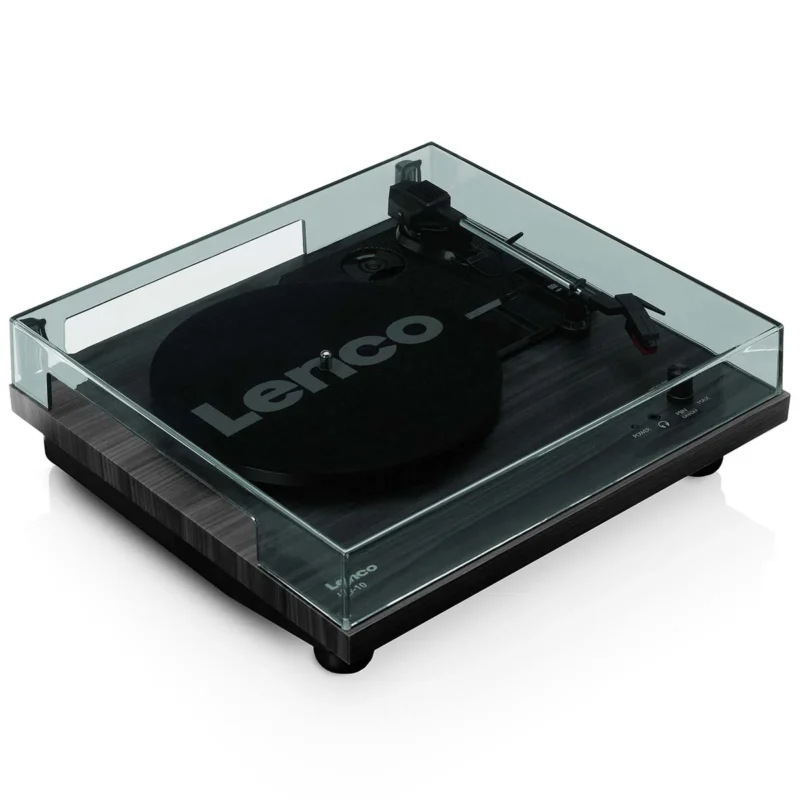 Lenco LS-10BK record player with built-in speakers and stylish black finish for easy vinyl playback