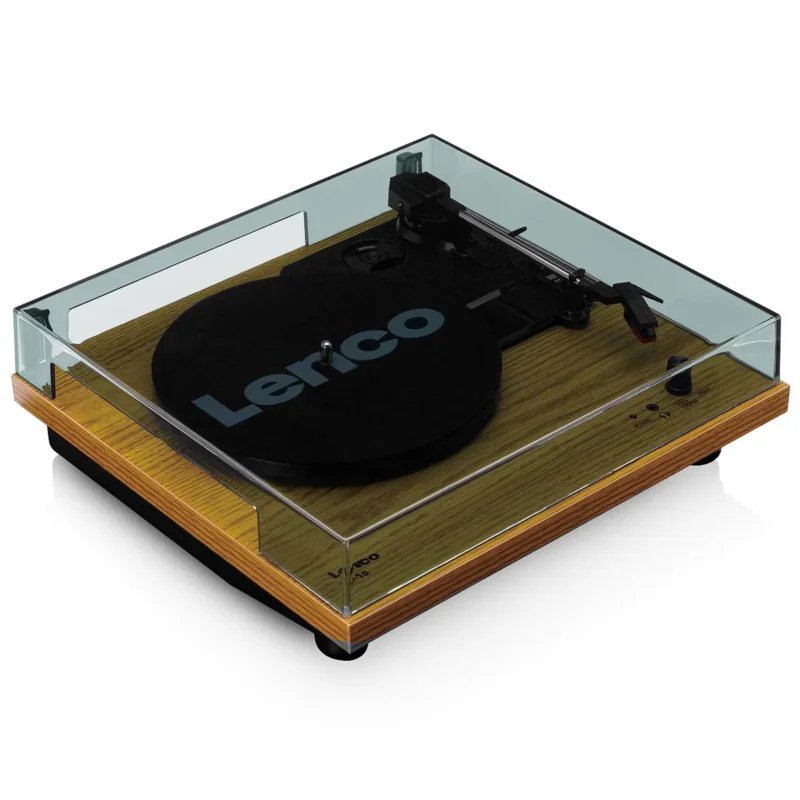 Lenco LS-10BK record player with built-in speakers and stylish black finish for easy vinyl playback