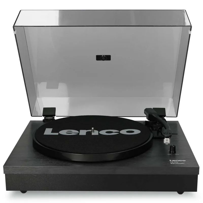 Lenco LS-300BK Bluetooth record player with elegant black finish for premium vinyl music playback