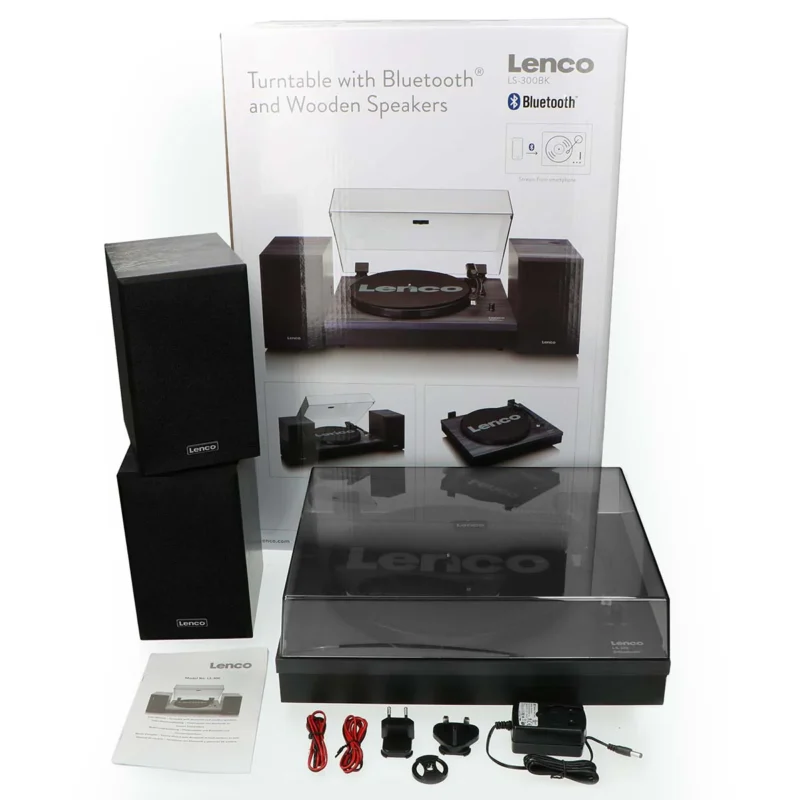 Lenco LS-300BK Bluetooth record player with elegant black finish for premium vinyl music playback