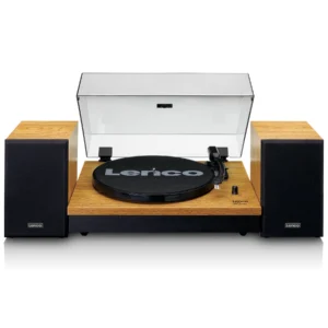Lenco LS-300WD Bluetooth record player with elegant wooden finish for premium vinyl playback