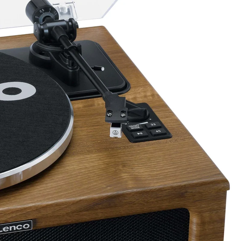 Lenco LS-410WA record player with 4 built-in speakers and Bluetooth, all-in-one wooden vinyl turntable for home audio setup