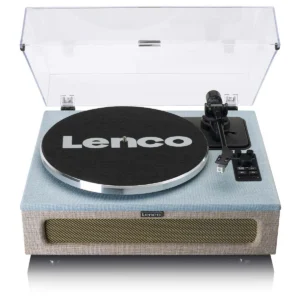 Lenco LS-440BUBG Bluetooth record player with 4 built-in speakers and premium wooden finish for vinyl music playback