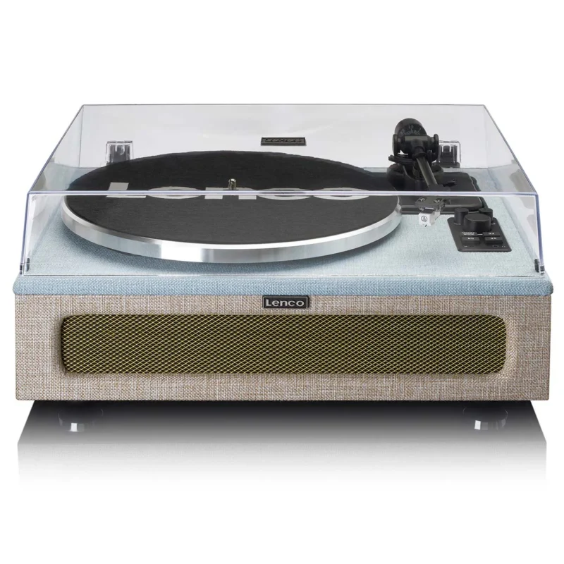 Lenco LS-440BUBG Bluetooth record player with 4 built-in speakers and premium wooden finish for vinyl music playback