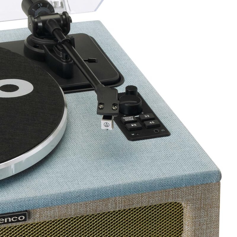 Lenco LS-440BUBG Bluetooth record player with 4 built-in speakers and premium wooden finish for vinyl music playback