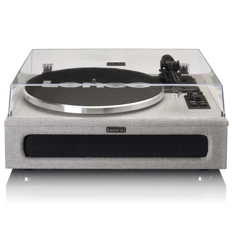 Lenco LS-440GY Bluetooth record player with 4 built-in speakers and stylish grey finish for premium vinyl playback