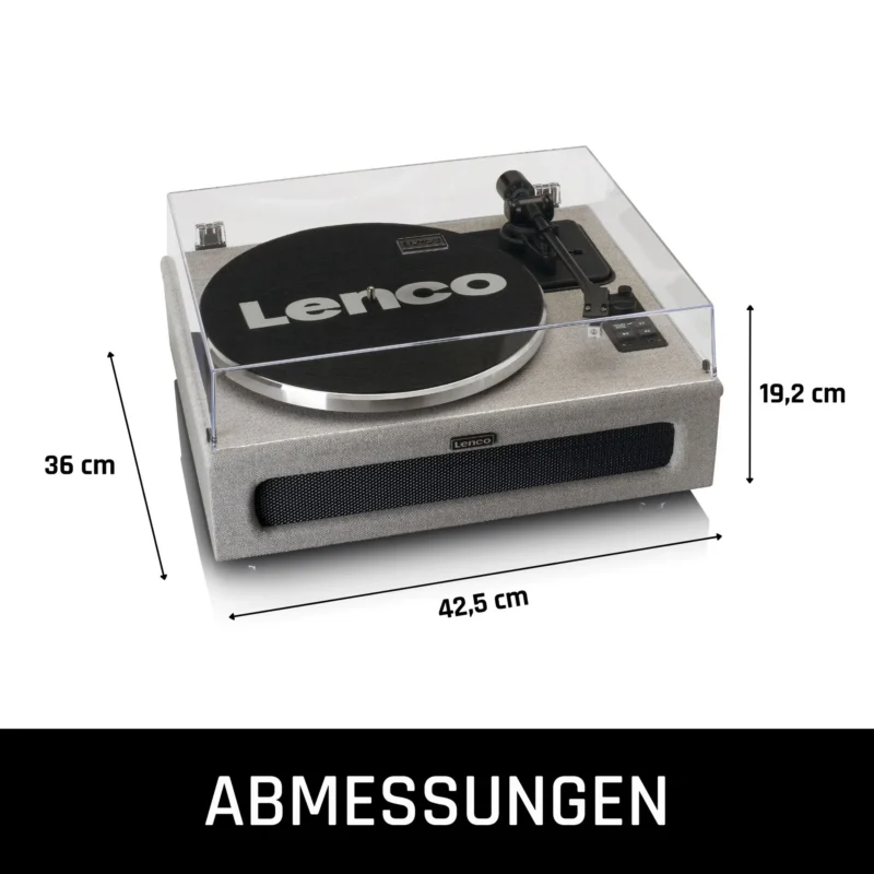 Lenco LS-440GY Bluetooth record player with 4 built-in speakers and stylish grey finish for premium vinyl playback
