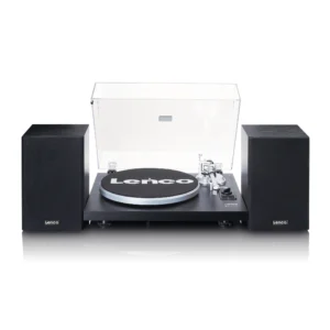 Lenco LS-500BK Bluetooth record player with built-in amplifier and premium black finish for high-quality vinyl playback