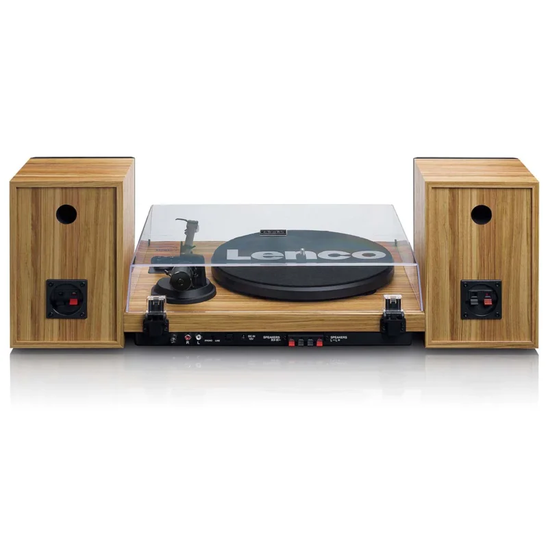Lenco LS-500OK Bluetooth record player with built-in amplifier and elegant oak finish for premium vinyl playback