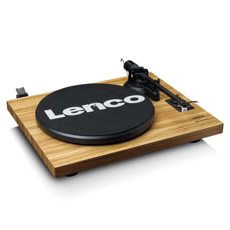 Lenco LS-500OK Bluetooth record player with built-in amplifier and elegant oak finish for premium vinyl playback