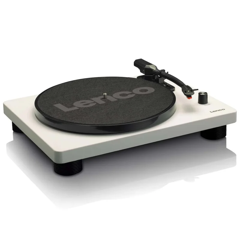 Lenco LS-50GY USB record player with built-in speakers and modern grey finish for vinyl playback and recording