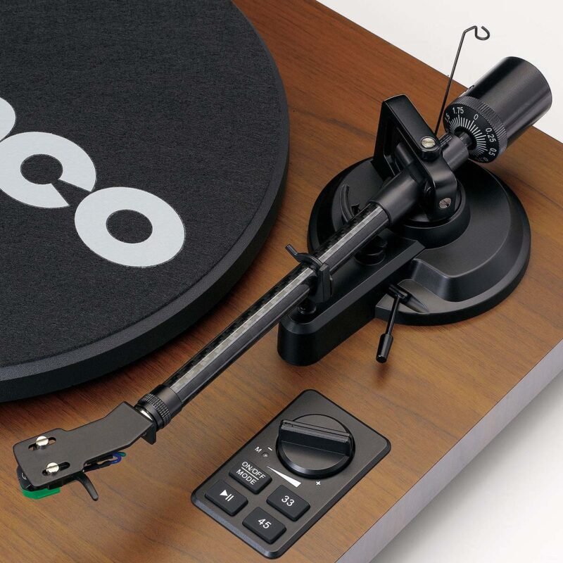 Lenco LS-600WA Bluetooth record player with built-in amplifier and premium wooden finish for high-quality vinyl playback