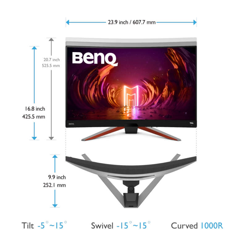 BenQ MOBIUZ EX2710R 27" VA 165Hz Monitor HDR400 with 2.1‑Channel Audio – Immersive 1000R Curved QHD Gaming Monitor 1 BenQ MOBIUZ EX2710R 27 VA 165Hz Monitor