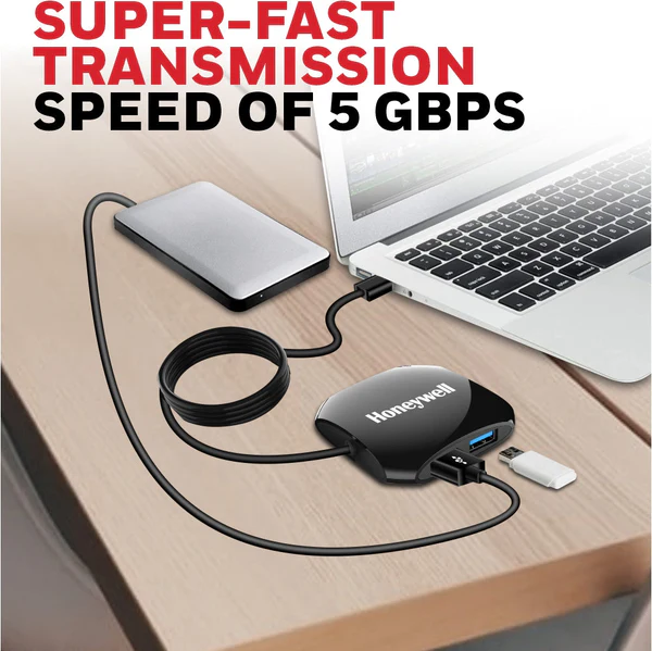 Honeywell 5Gbps 4-Port USB 3.0 Hub – Momentum HC000010 Ultra-Slim USB Hub with 1.2M Cable for Laptop Desktop 1 Honeywell 5Gbps 4-Port USB 3.0 Hub
