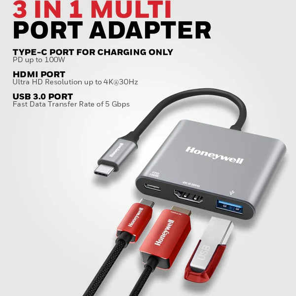 Honeywell Type C to HDMI with PD Charging and USB 3.0 Adapter 1 Honeywell Type C to HDMI with PD Charging and USB 3.0 Adapter
