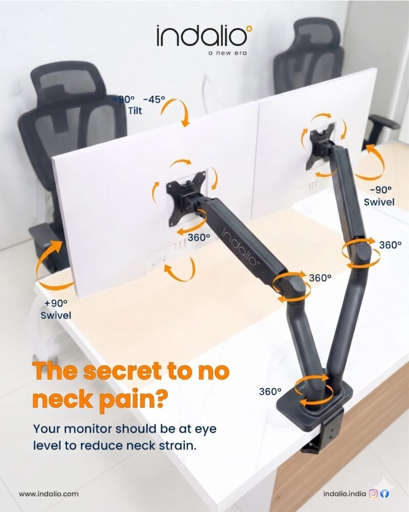 INDALIO Dual Monitor Arm – Smooth Gas Spring Technology for Traders & Developers, Zero Cable Clutter 1 INDALIO Dual Monitor Arm
