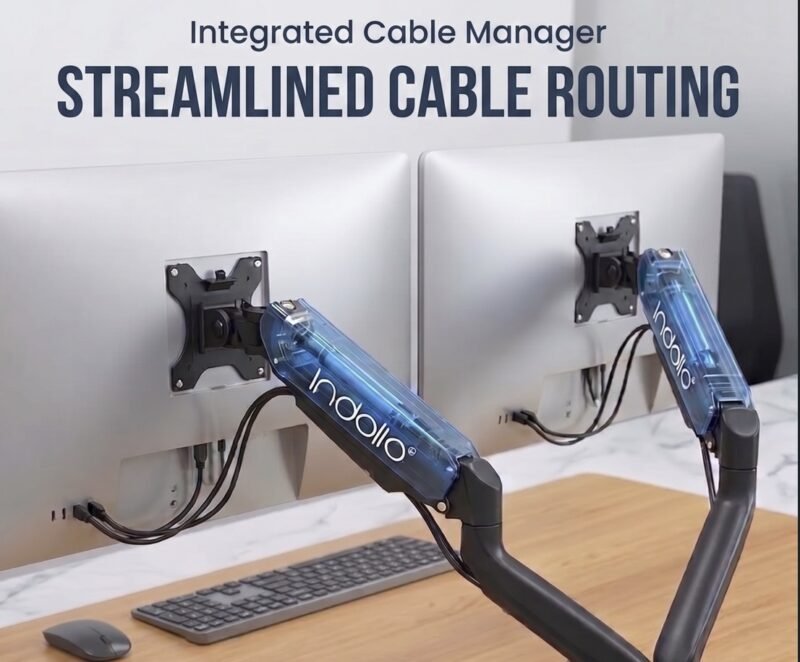 INDALIO Dual Monitor Arm – Smooth Gas Spring Technology for Traders & Developers, Zero Cable Clutter 4 INDALIO Dual Monitor Arm