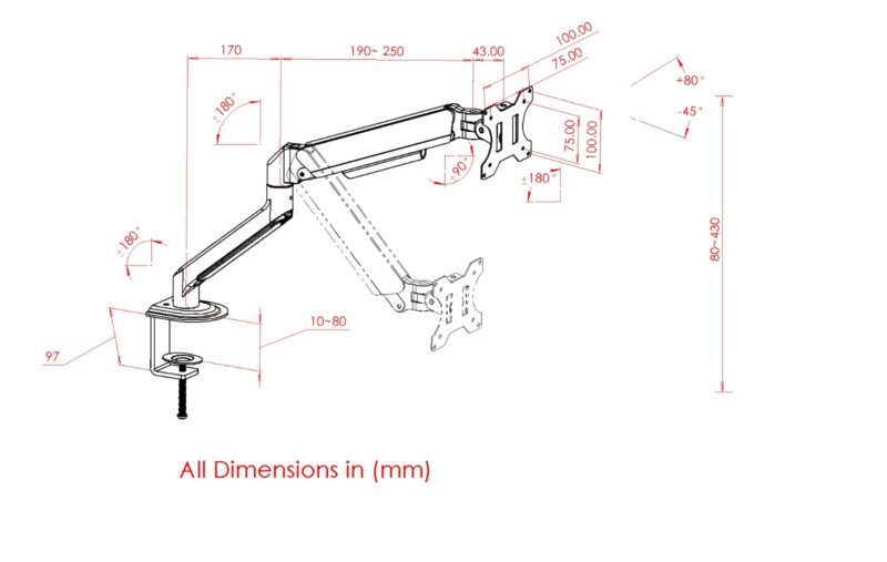 INDALIO Gas Spring Single Monitor Arm 6
