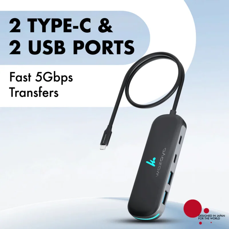WOZOYO Type C to 2 Port Type C & 2 Port USB 3.2 Hub
