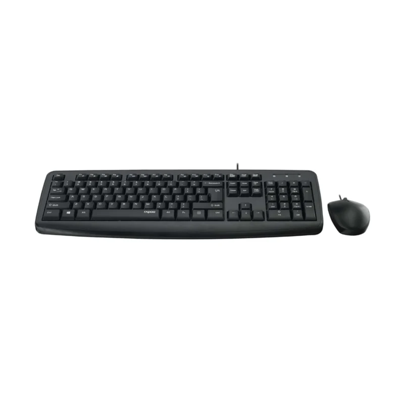 Rapoo NX1600 USB Wired Keyboard and Mouse Combo Black | Spill-Resistant, Full-Size, Comfortable Office Set 2 Rapoo NX1600 USB Wired Keyboard and Mouse Combo