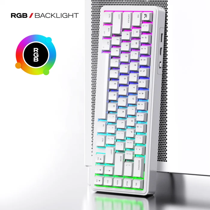 Cybeart Akula 65 Compact Tri-Mode WIRELESS Gaming Keyboard WHITE