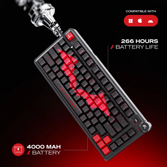 Cybeart Nighthawk 75 Wireless Mechanical Keyboard BATMAN Edition | THE BATMAN EDITION | Tri-Mode Bluetooth, 2.4GHz & USB, RGB, 81 Keys, Volume Knob 3 Cybeart Nighthawk 75 Wireless Mechanical Keyboard THE BATMAN EDITION