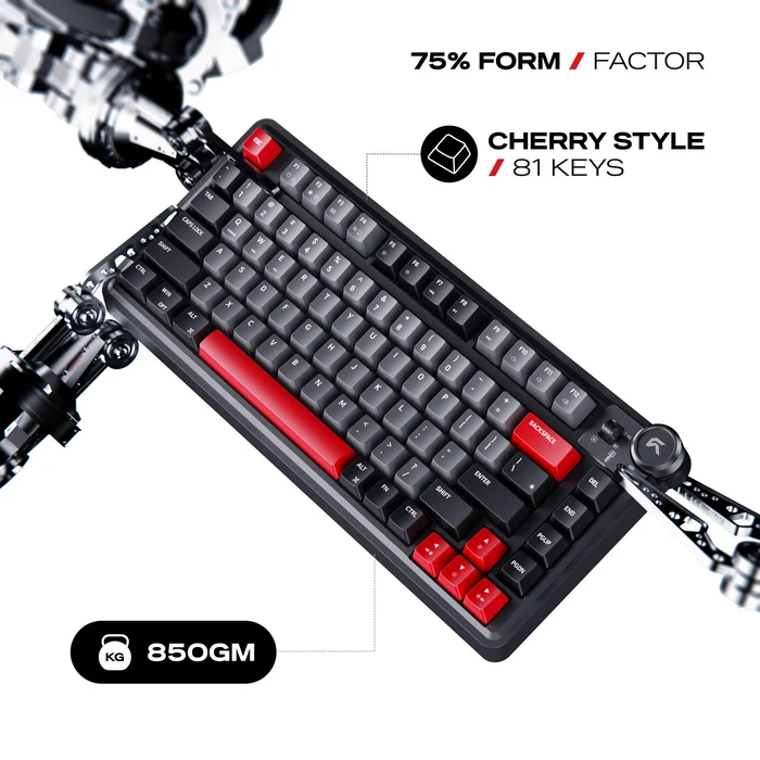 Cybeart Nighthawk 75 Wireless Mechanical Keyboard Black | Tri-Mode Bluetooth, 2.4GHz & USB, RGB, 81 Keys, Volume Knob 1 Cybeart Nighthawk 75 Wireless Mechanical Keyboard Black