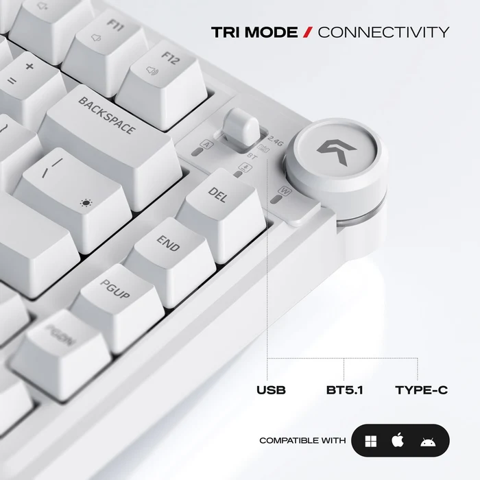 Cybeart Nighthawk 75 Wireless Mechanical Keyboard WHITE