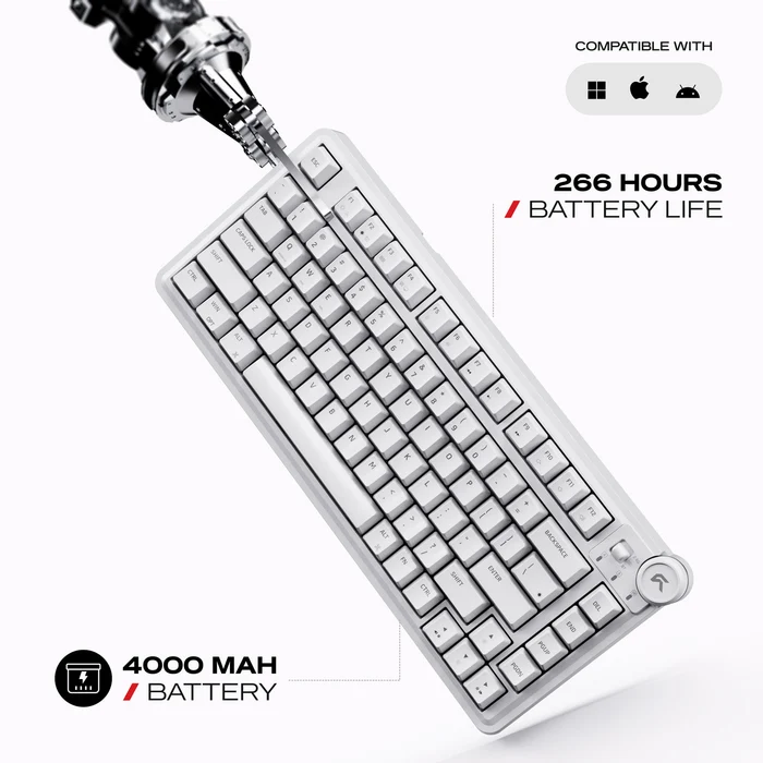 Cybeart Nighthawk 75 Wireless Mechanical Keyboard WHITE